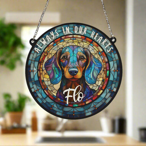 Dachshund Memorial Stained Glass Effect Suncatcher